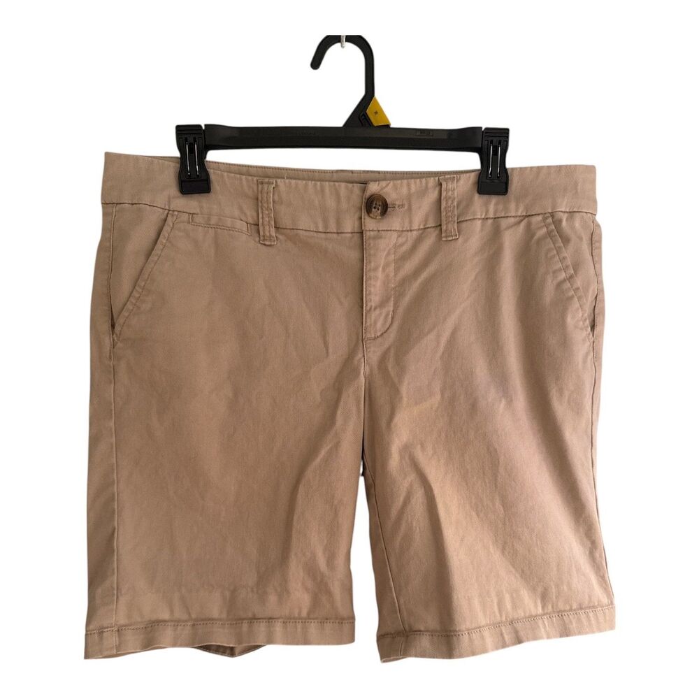 American Eagle  Women's 10 Khaki Crop Bermuda Stretch Shorts Cotton